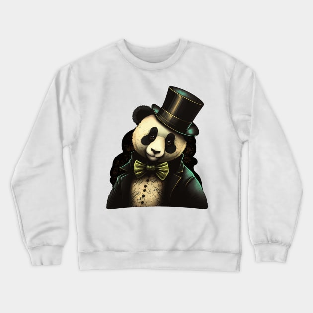 Panda wearing Top Hat Crewneck Sweatshirt by K3rst